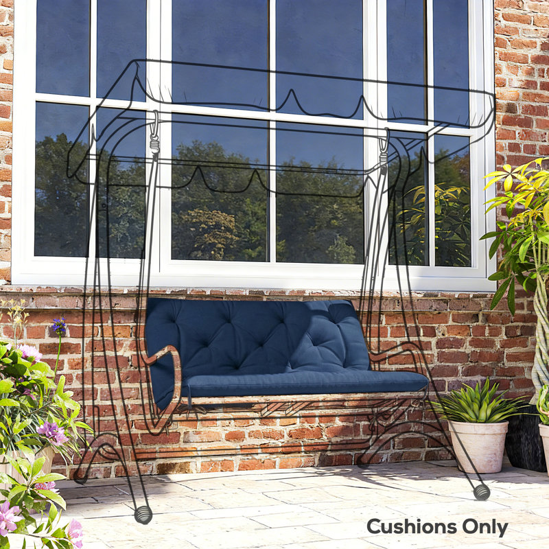Outdoor Seat Cushion, Blue, 100 cm W x 98 cm D, 8 cm