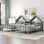 Lit plateforme double avec tête de lit en forme de maison et table de chevet intégrée-233820812