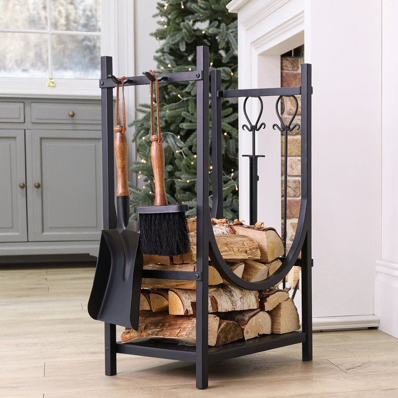Amaron Metal Log Rack, Black
