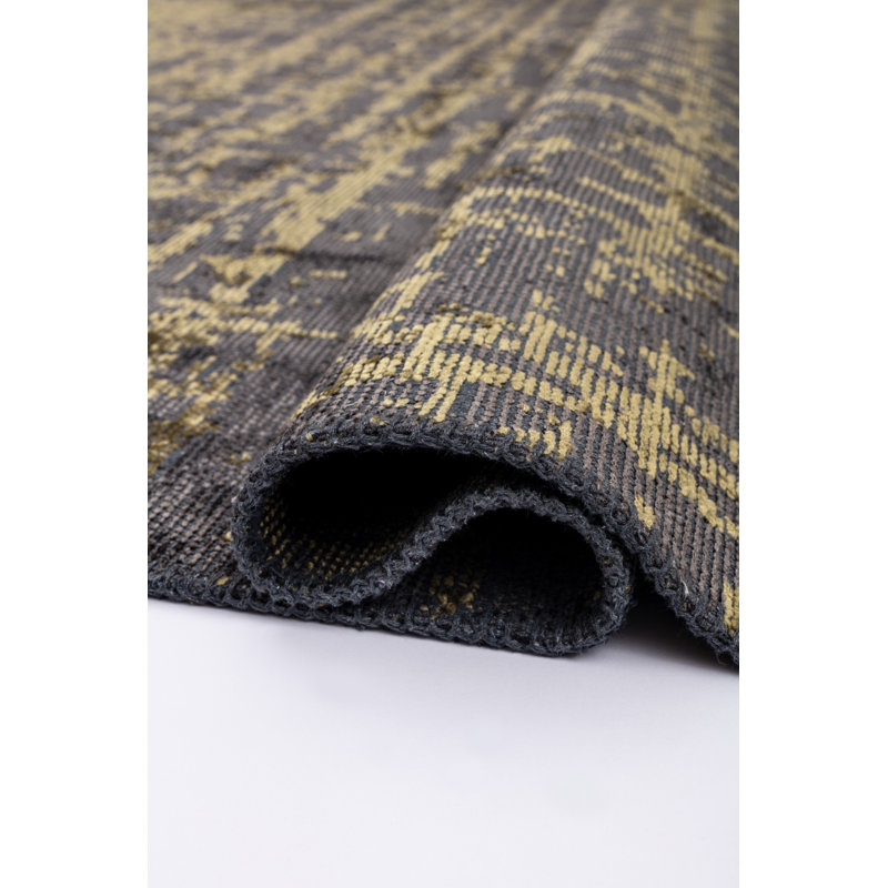 Rapture Dark Gray/Yellow Abstract Luxury Area Rug, Rectangle 7'10" x 11'2"