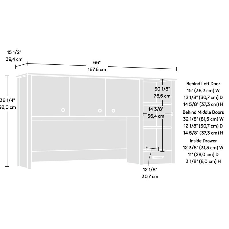 Bureau, finition brune et conception de panneau léger, rangement ouvert, tablettes réglables, compartiment de rangement caché, tiroir de rangement, pleine extension, accessibilité des câbles
