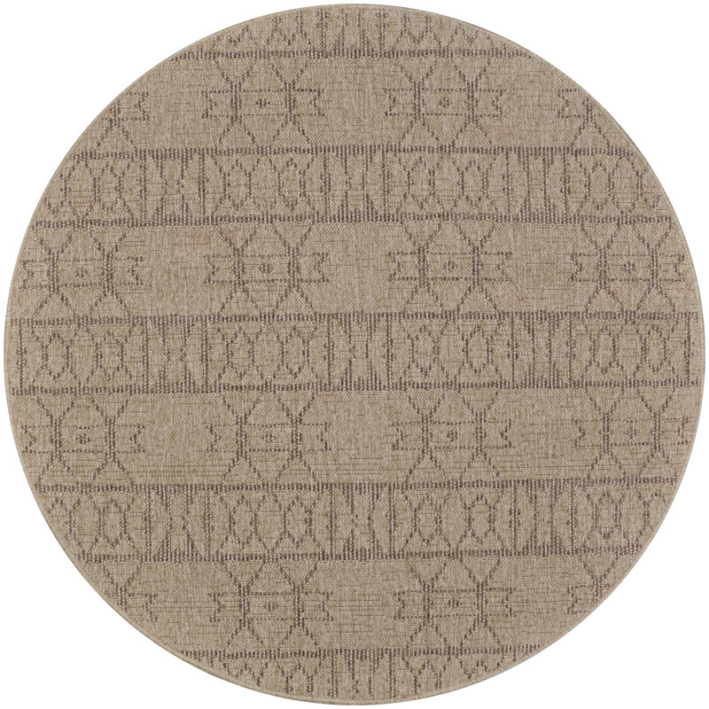 Tapis intérieur / extérieur brun Joleigha, Rond 7 pi 10 po