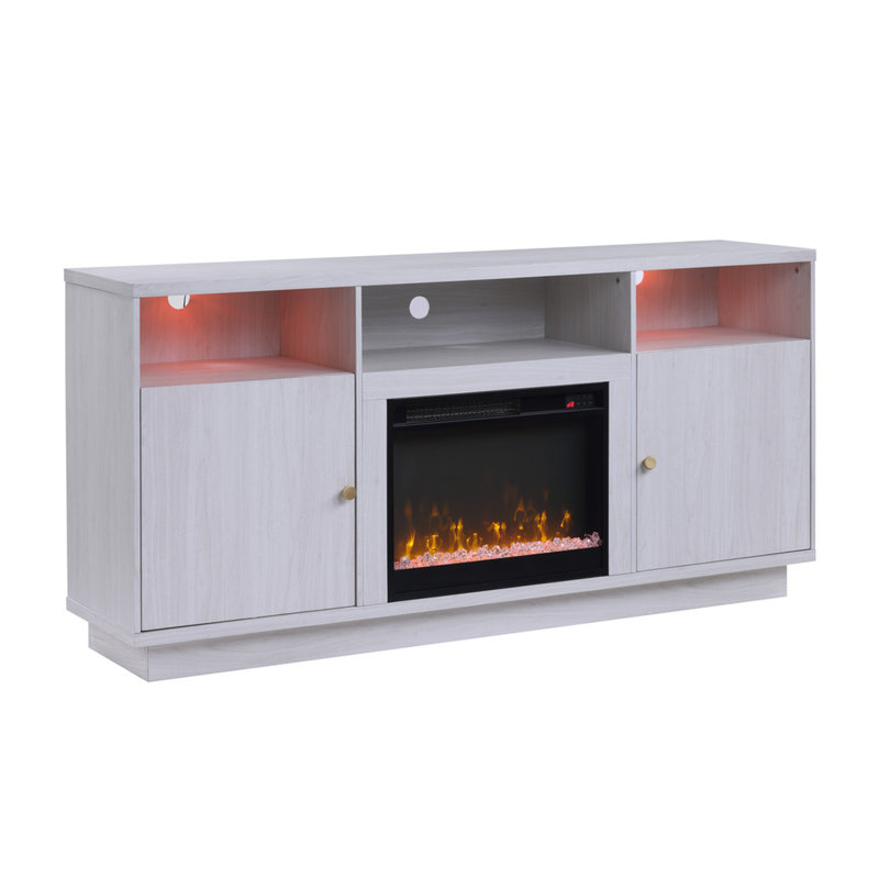 Console de meuble télé avec chauffage, lumière DEL, tablettes ouvertes pour téléviseur de 65 po ou moins