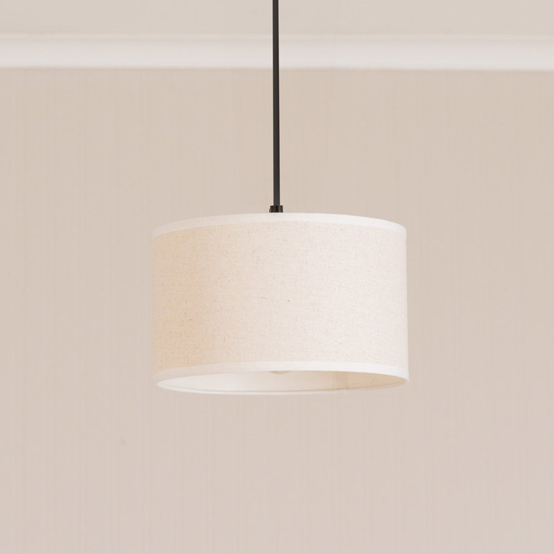15cm H Linen Blend Drum Lamp Shade ( Slip-On ), Natural/White