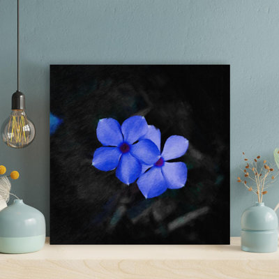 " Pair Of Periwinkle Flowers In The Dark " Painting Print