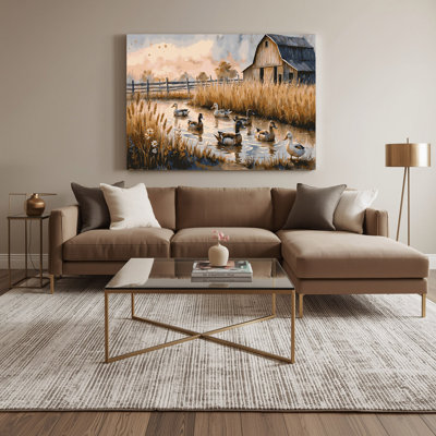 "Farm Ducks", art mural sur toile beige