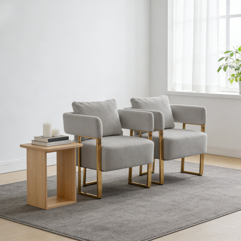 Ensemble de 2 fauteuils d'appoint rembourrés Teddy, Grey Teddy