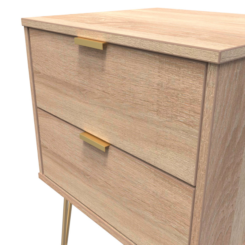 Turah 2 Drawer Bedside Cabinet (Ready Assembled), Bardolino Oak