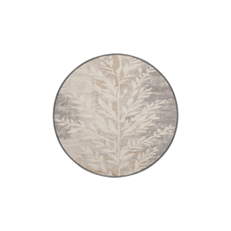 Machine Washable Gray Area Rug, Round 6'
