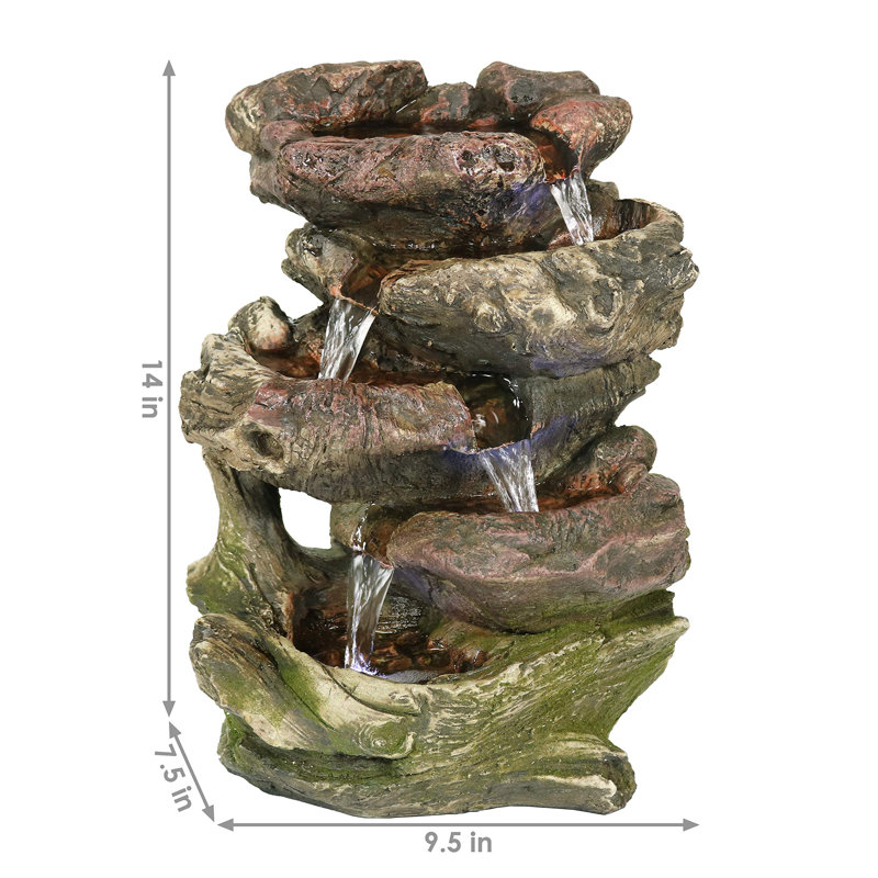 Cascading Caves Rustic Tabletop Fountain with LEDs