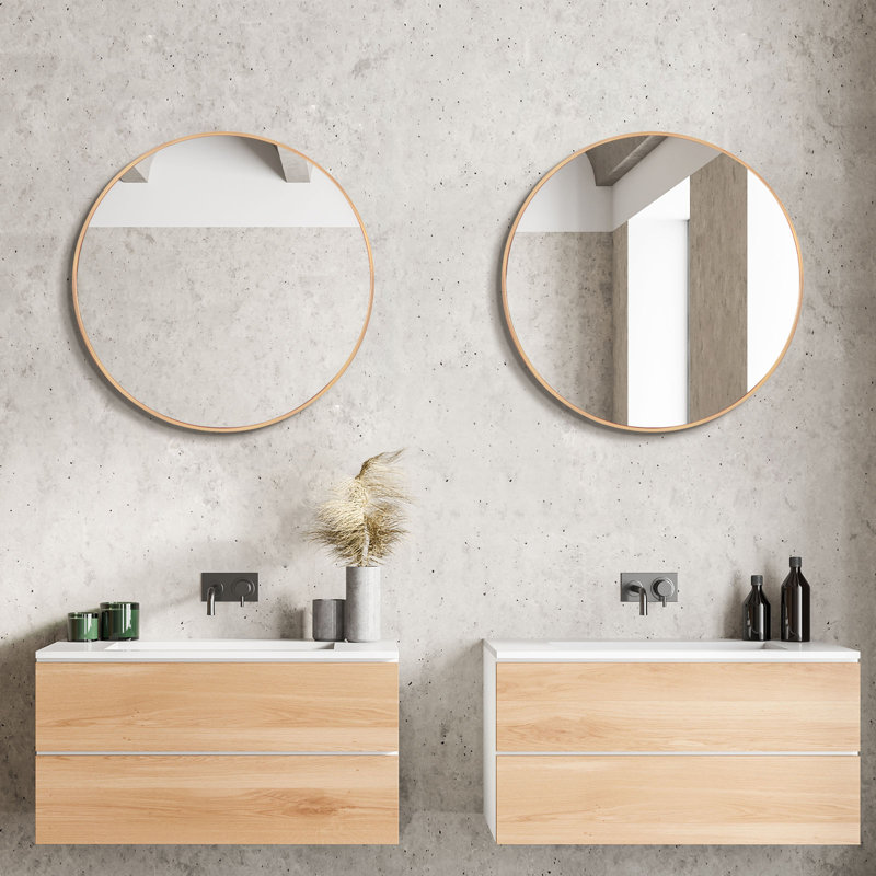 Aloysius Metal Flat Wall Mirror, Gold, 2, 24" H x 24" W