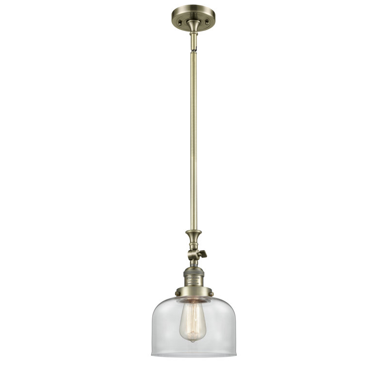 Luminaire suspendu en forme de dôme à 1 lumière Rosso, Ampoule DEL 6 watts Vinage, Nickel satiné brossé, Transparent