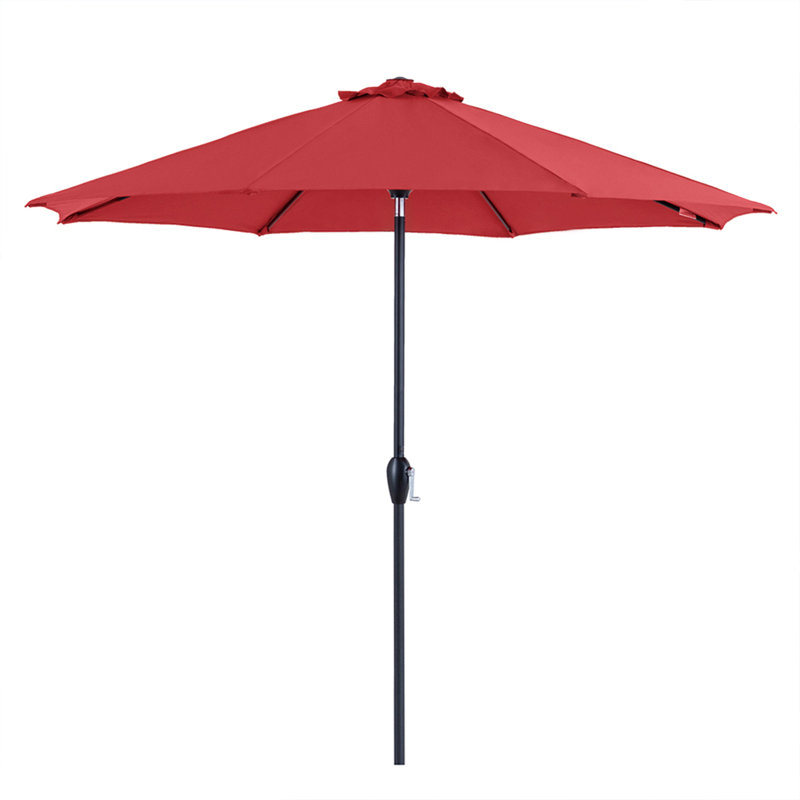 Parasol de marché 9 pi Kronqui, Rouge tomate, Inclinaison automatique