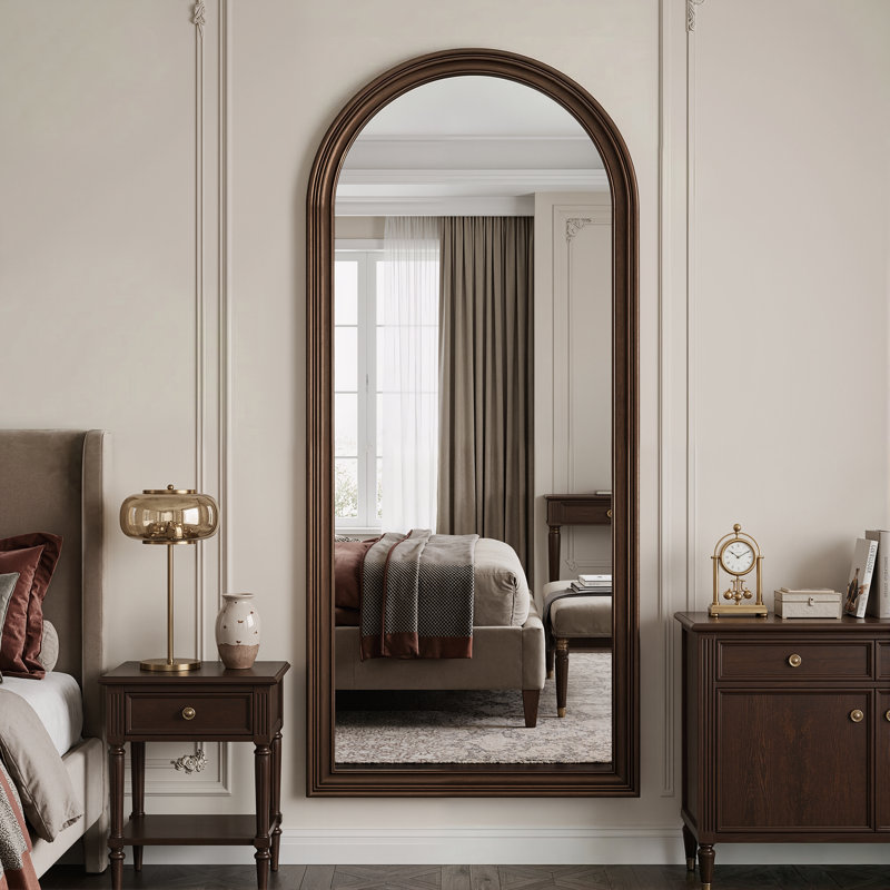 Miroir pleine longueur arqué de style rétro, 71"×32", Bronze
