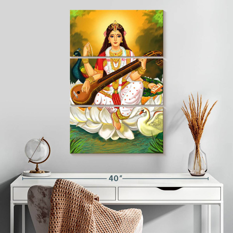 Adella Saraswati jouant de la musique, H 32 po x l 20 po