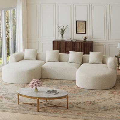 111‘’W Oversized Sectional Sofa Channel Tufted L-Shaped Compression Couch