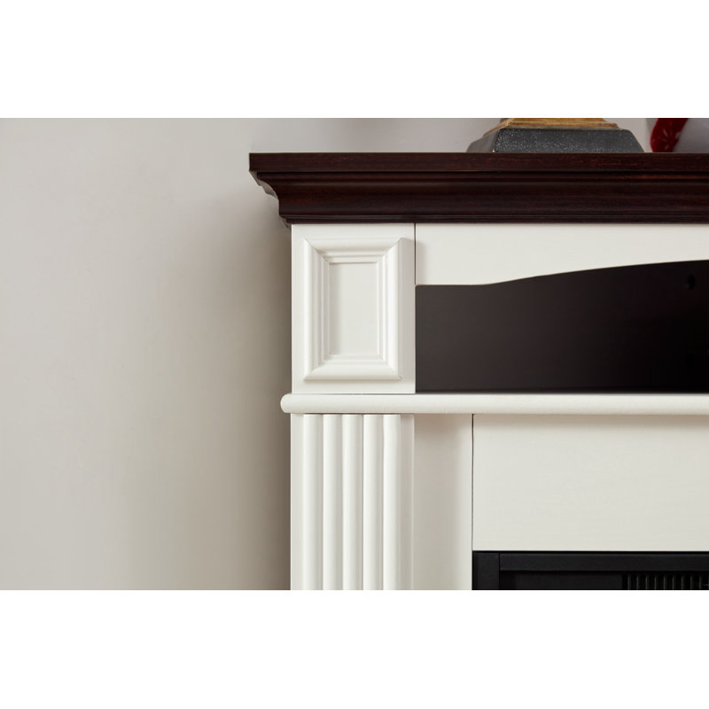 Meuble télé avec tablette de cheminée et flamme DEL, H 36,6 po x L 43,6 po x l 13,8 po, Non