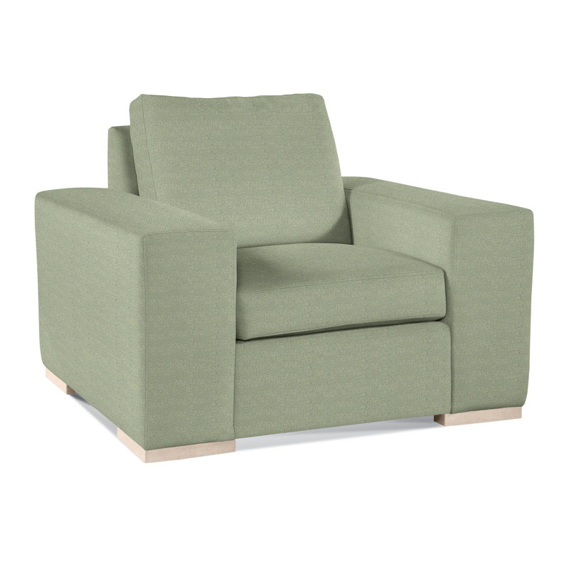 Memphis Armchair, Green Performance Fabric; 0851-54, Havana