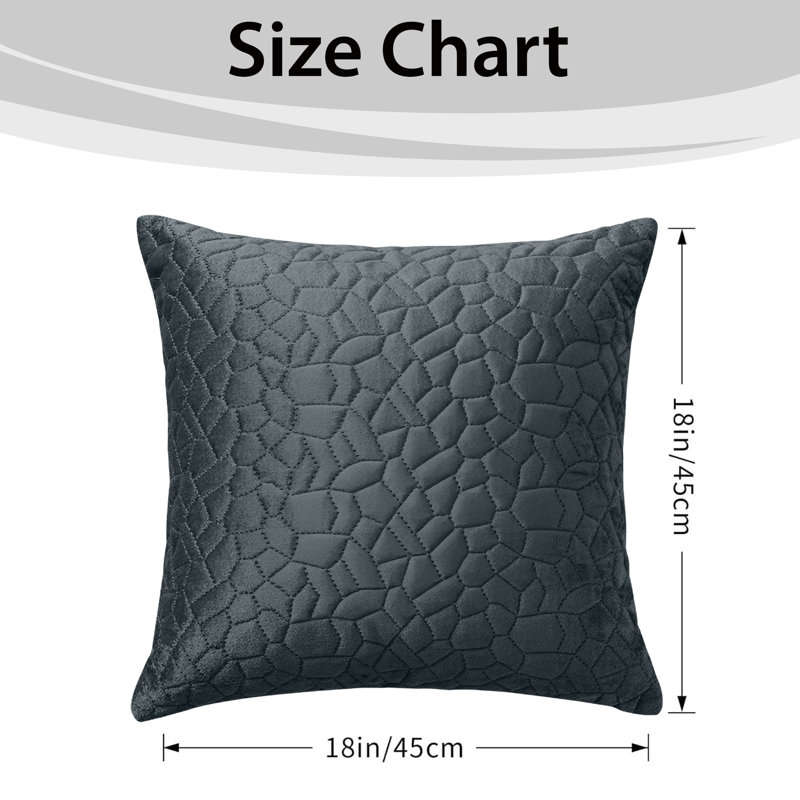 Aspire Homeware Geometric Square Velvet Cushion Covers, Charcoal, Pack of 4