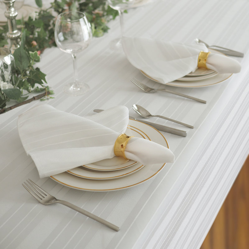 Robyn 100% Polyester Striped Square Napkin, White