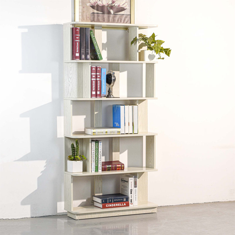 Free-Combination 5-Shelf Bookcase – 64.56" High Vertical Storage Tower, Modern Wood Media Console & Display Stand for Living Room, Bedroom & Study