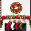 Guirlande de Noël 6 pieds avec lumières et boules en or rouge pour foyer