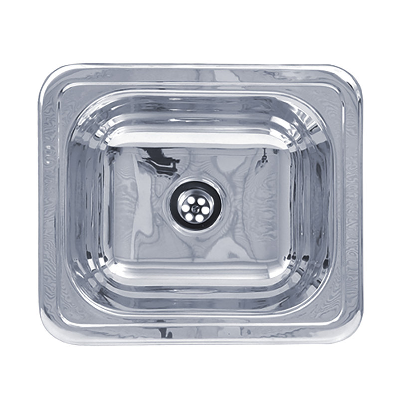 Whitehaus Collection Entertainment 12.75'' W Single Bowl Stainless Steel Drop-In Kitchen Sink 0, Polished Stainless Steel