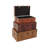 Cantrell Wood Nesting Upholstered Decorative Brown Trunk with Vintage Accents and Studs Set