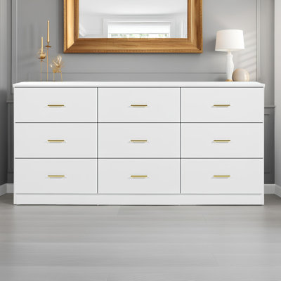 62.9" Sturdy 9-Drawer Dresser Ample Storage Cabinet for Bedroom & Living Room