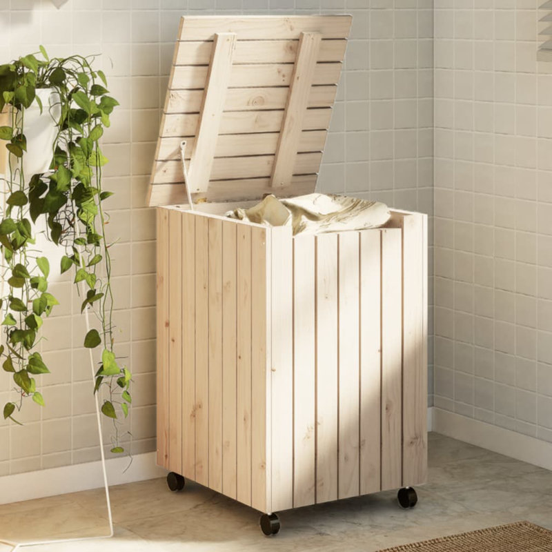 Solid Wood Laundry Cart, Natural