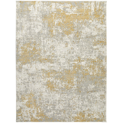 Edgeworth Abstract Machine Woven Cream Gold Area Rug