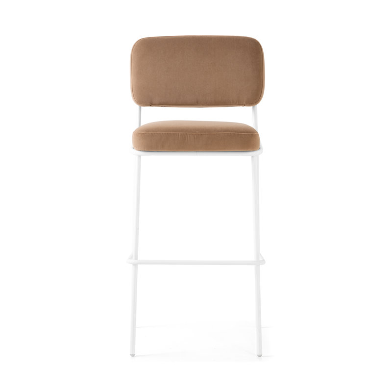 Sixty Upholstered Counter Stool with Metal Frame, Counter Stool (25.63" Seat Height), Painted Brass, Camel Brown