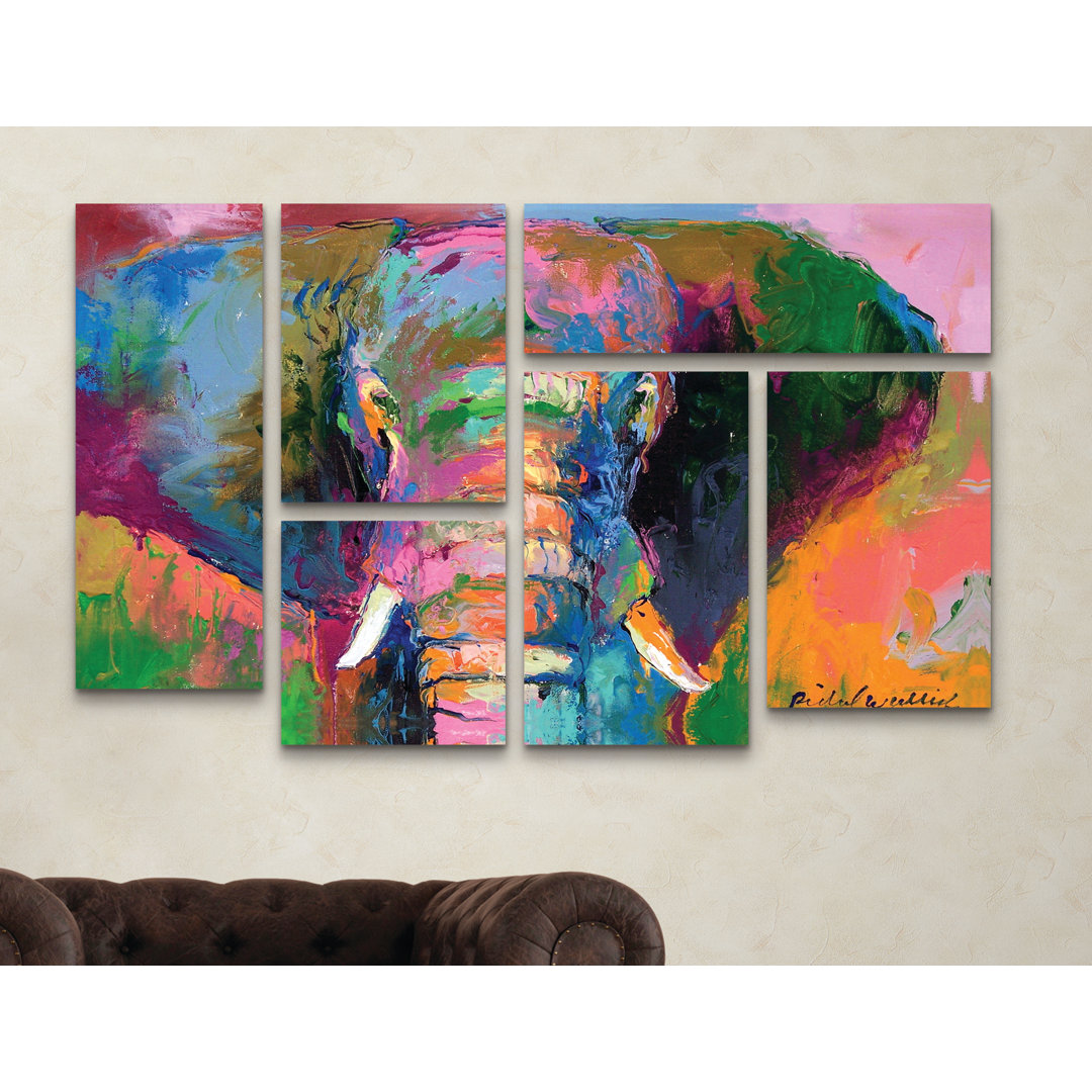 " Elephant 2 " by Richard Wallich 6 - Pieces East Urban Home