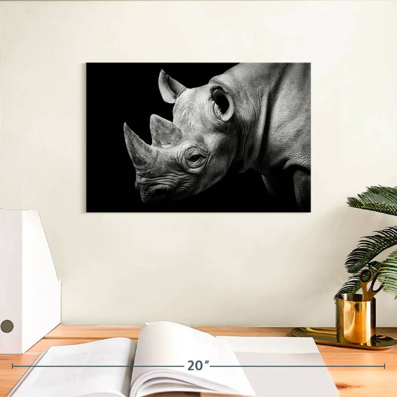 Rhino ronce en monochrome, H 8 po x l 12 po