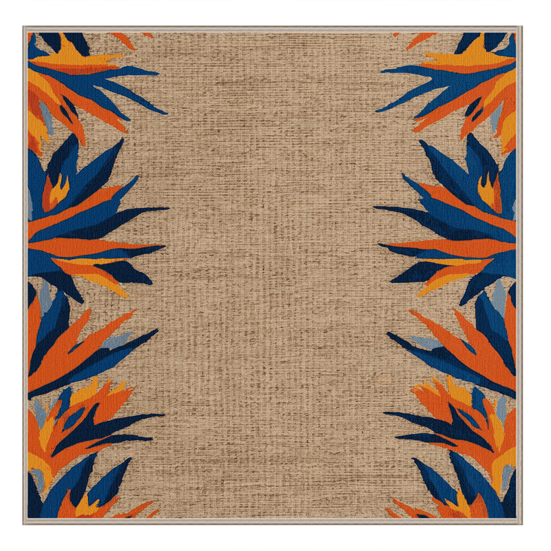 Machine Washable Botanical Brown Area Rug, Square 7'
