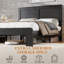 Structure de lit double, structure de lit plateforme en bois, sans bruit-506783400
