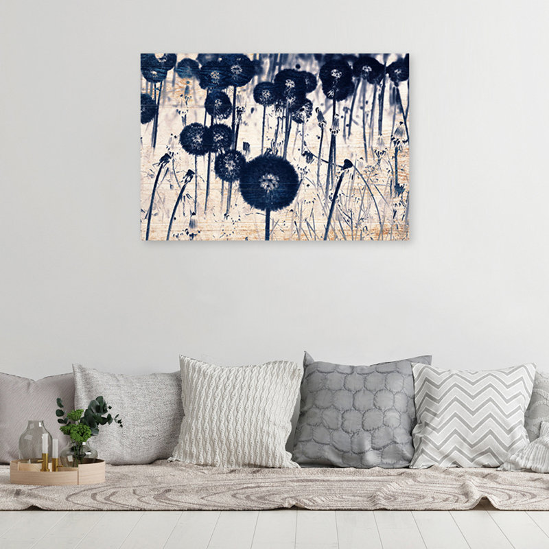 Dandelion On Old Boards - No Frame Print on Canvas, 80cm H x 120cm W
