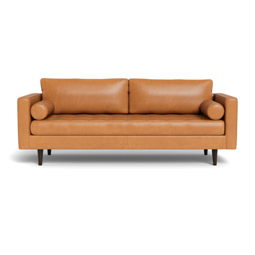 Hokku Designs Jackie Leather Sofa, Hudson Lager | Wayfair