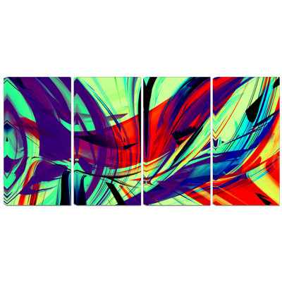« rétro lime green green art abstract art », ensemble de 4 impressions sur métal
