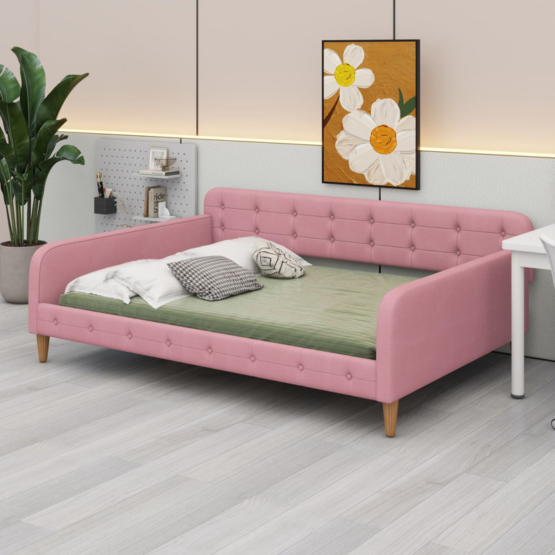 Lattie Upholstered Daybed, Pink, Full / Double
