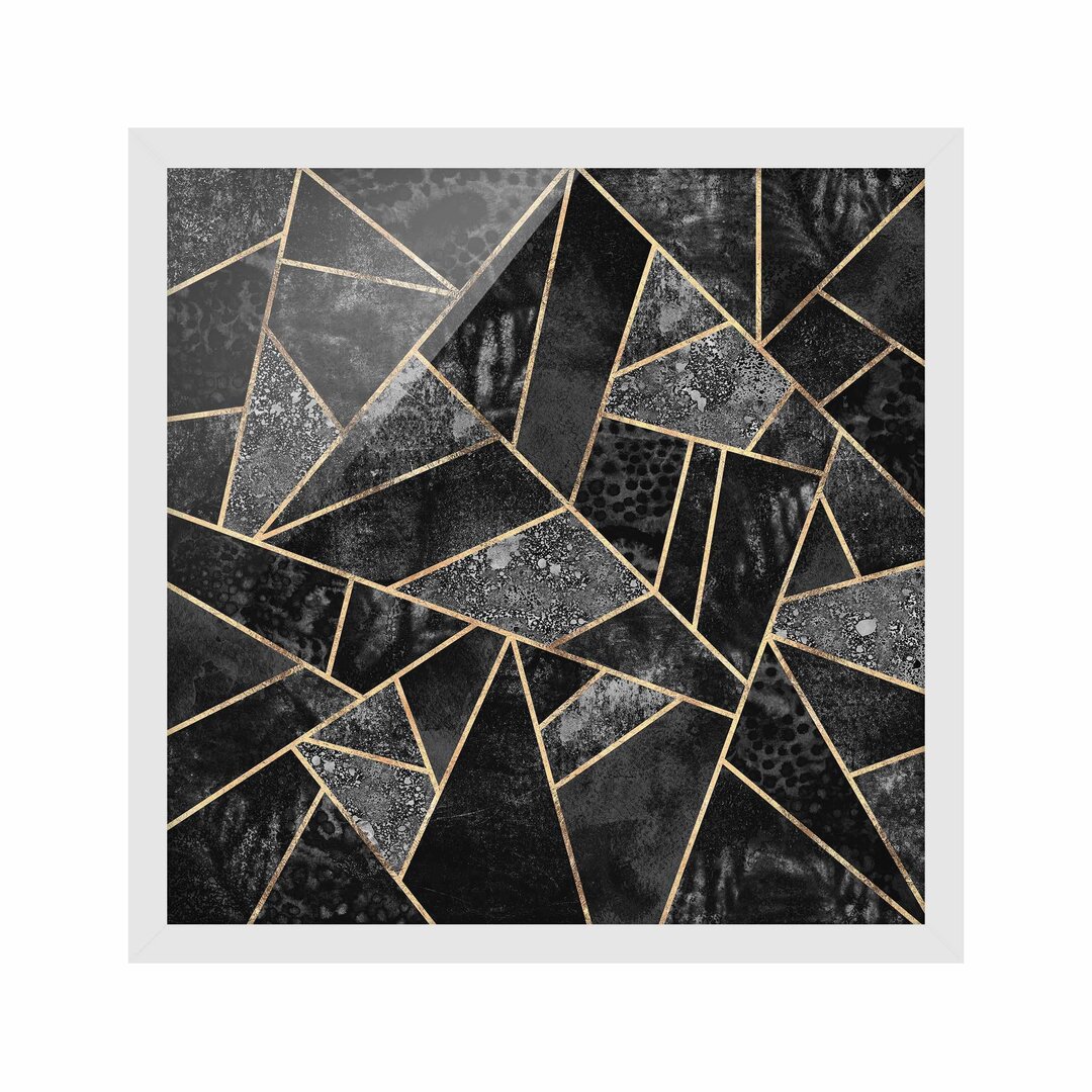 Gerahmtes Poster Grey Triangles Gold