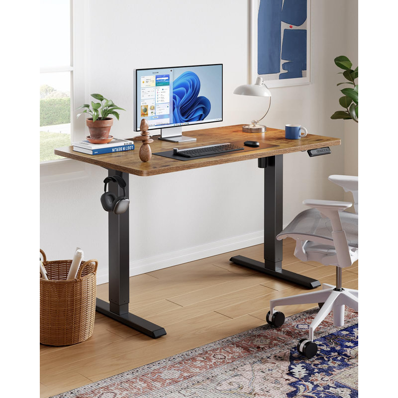 Standing Desk，Adjustable Height Of The Lifting Desk, 46.5" H x 47.2" W x 23.6" D, Brown/Black