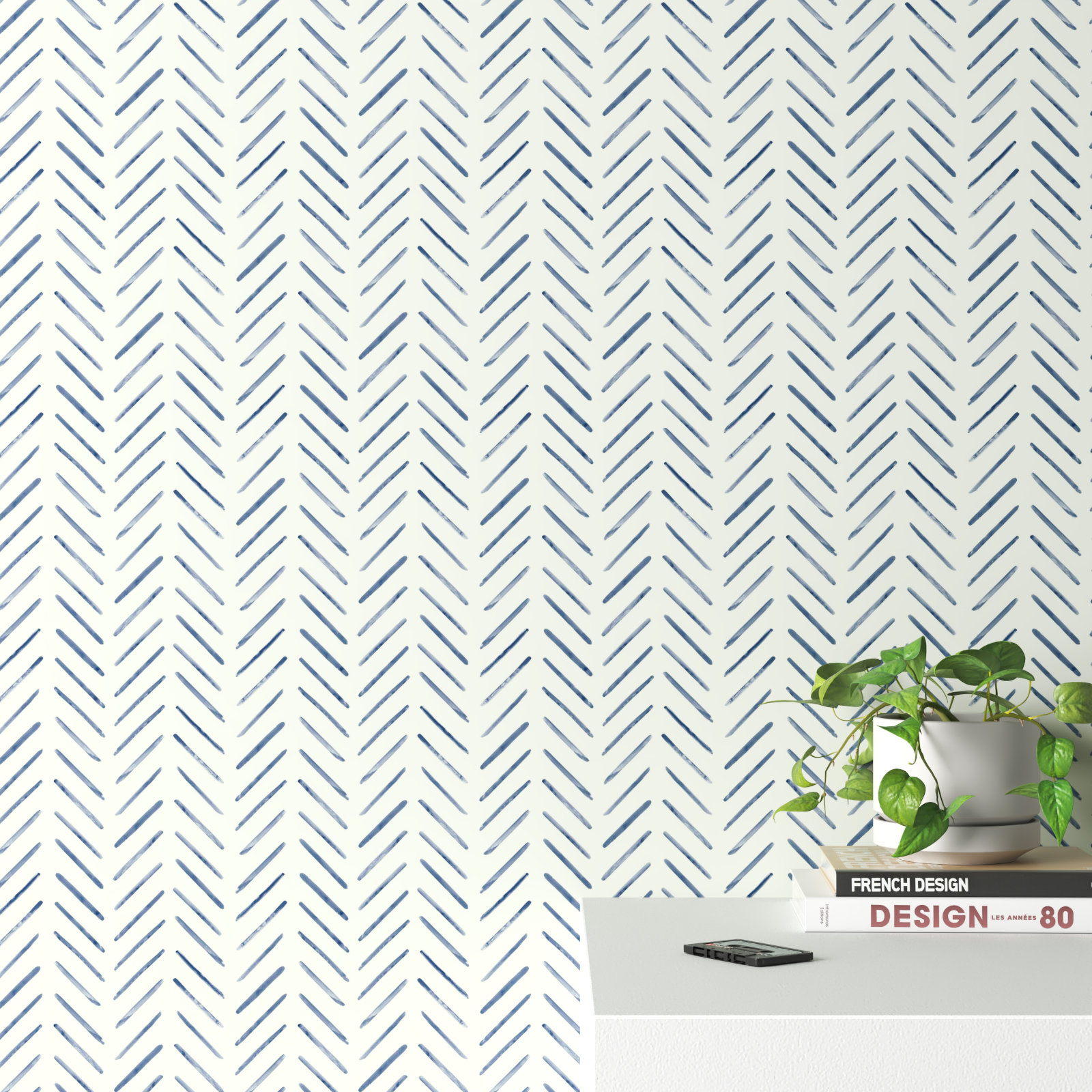 Pre-Pasted Paper Wallpaper Roll , Navy