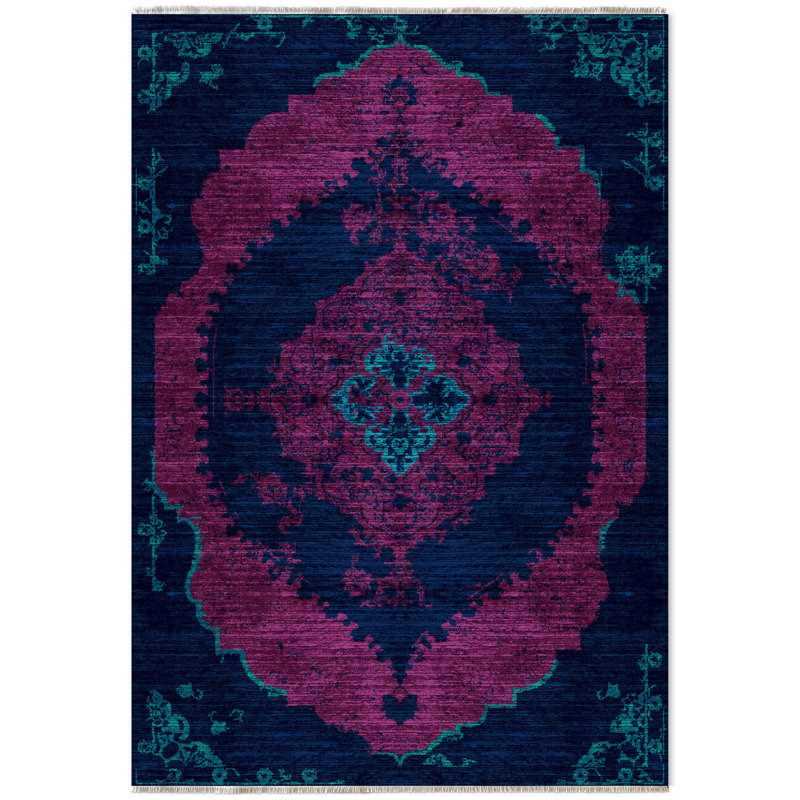 Rectangle Vinush Area Rug with Non-Slip Backing, Runner 3'4" x 9'11"