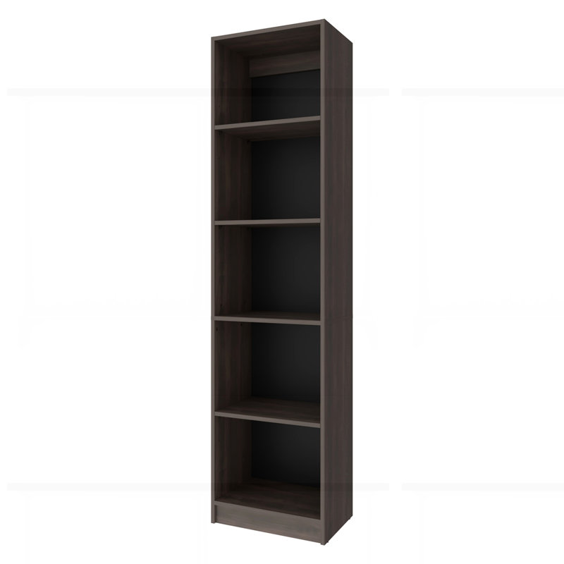 Bibliothèque teintée avec rangement ouvert et 5 tablettes, H 71,7 po x l 17,8 po x P 11,8 po