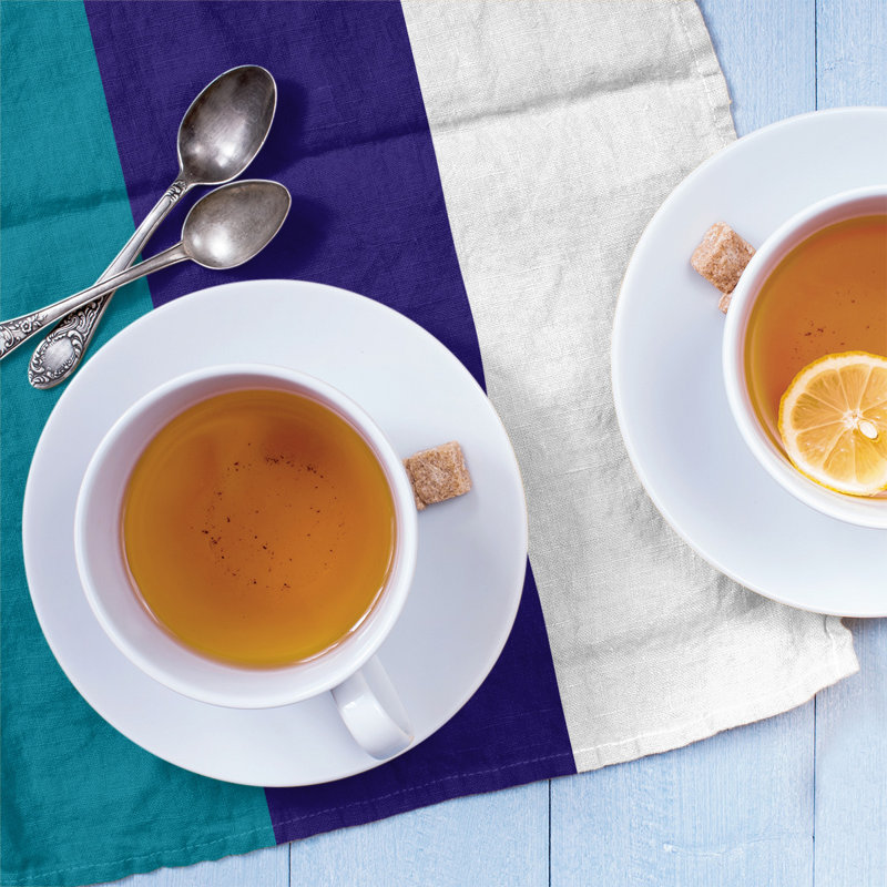 Stripe Tea Towel Kitchen Towel, Cotton, Teal/Dark Purple/White Basketball