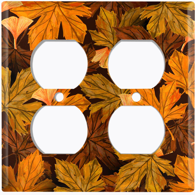 Metal Light Switch Plate Outlet Cover (Flower Autumn Paint Print - Single Toggle)