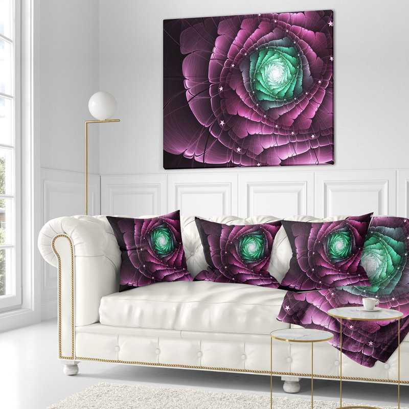 Coussin décoratif floral à fleurs fractales, 16 po x 1 po, Coussin décoratif