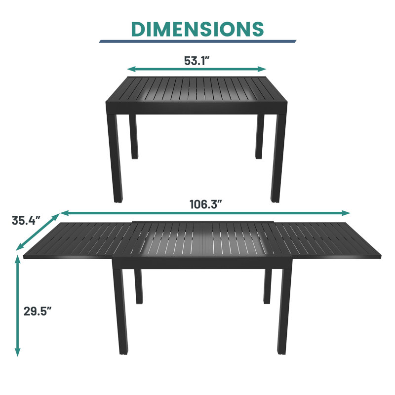 Table de salle à manger d'extérieur rectangulaire L 53,15 po x l 35,43 po Brojanac