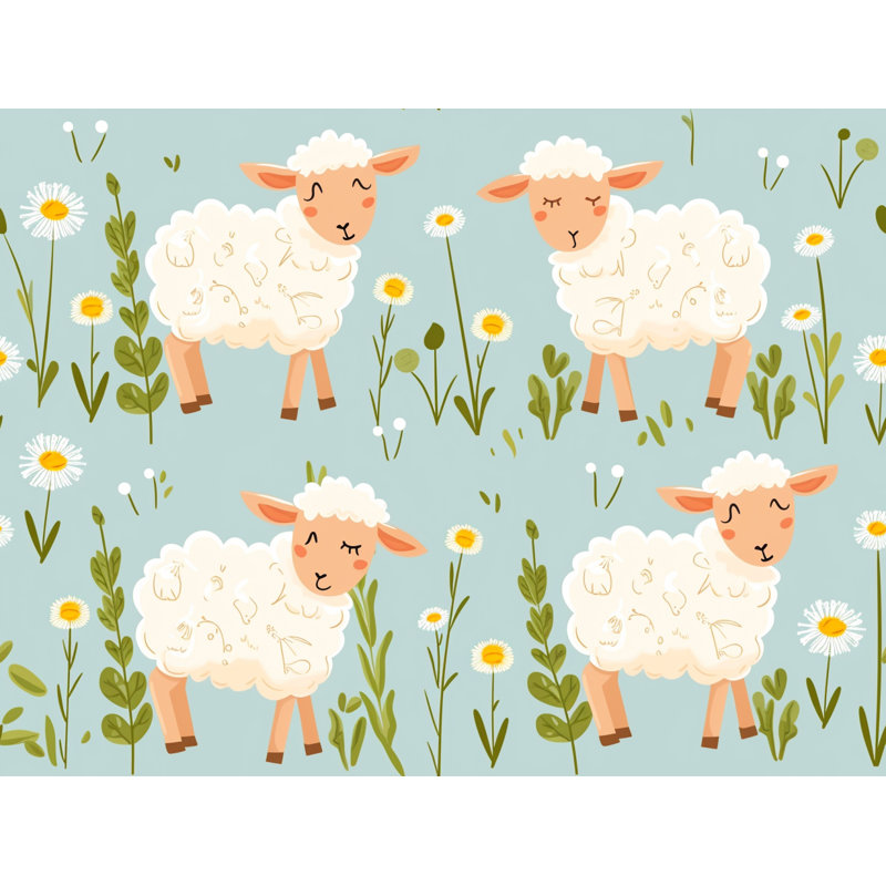 Rideaux de fenêtre en forme de mouton avec un joli sourire - 2 panneaux, L 40 po x L 63 po
